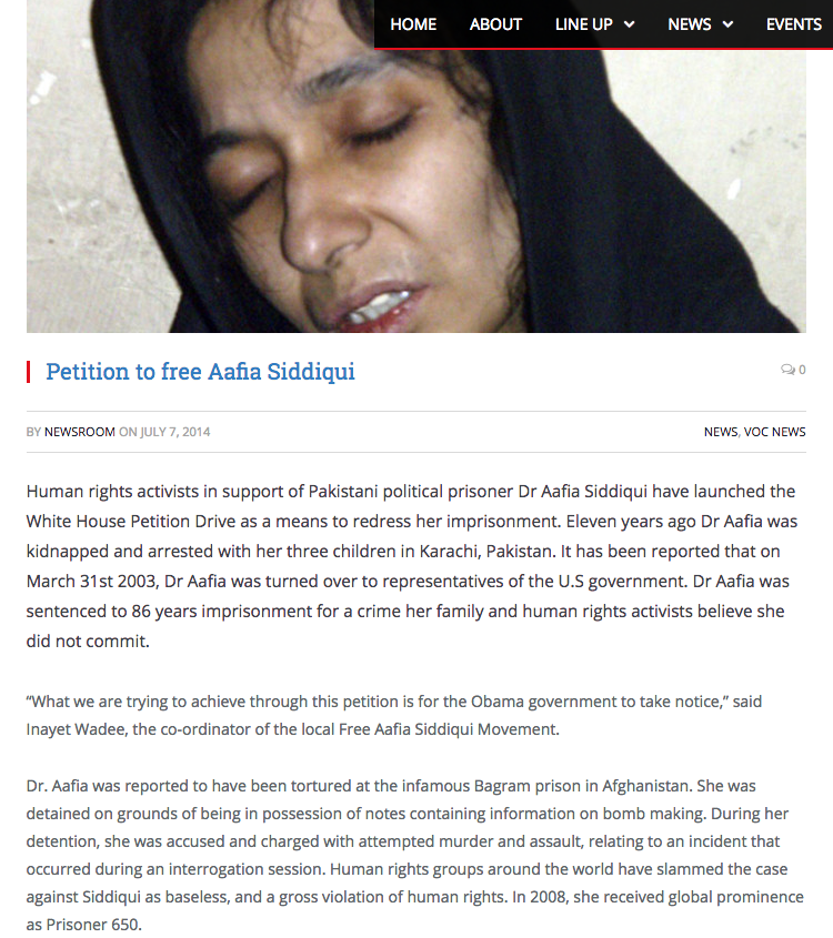 Petition to free Aafia Siddiqui